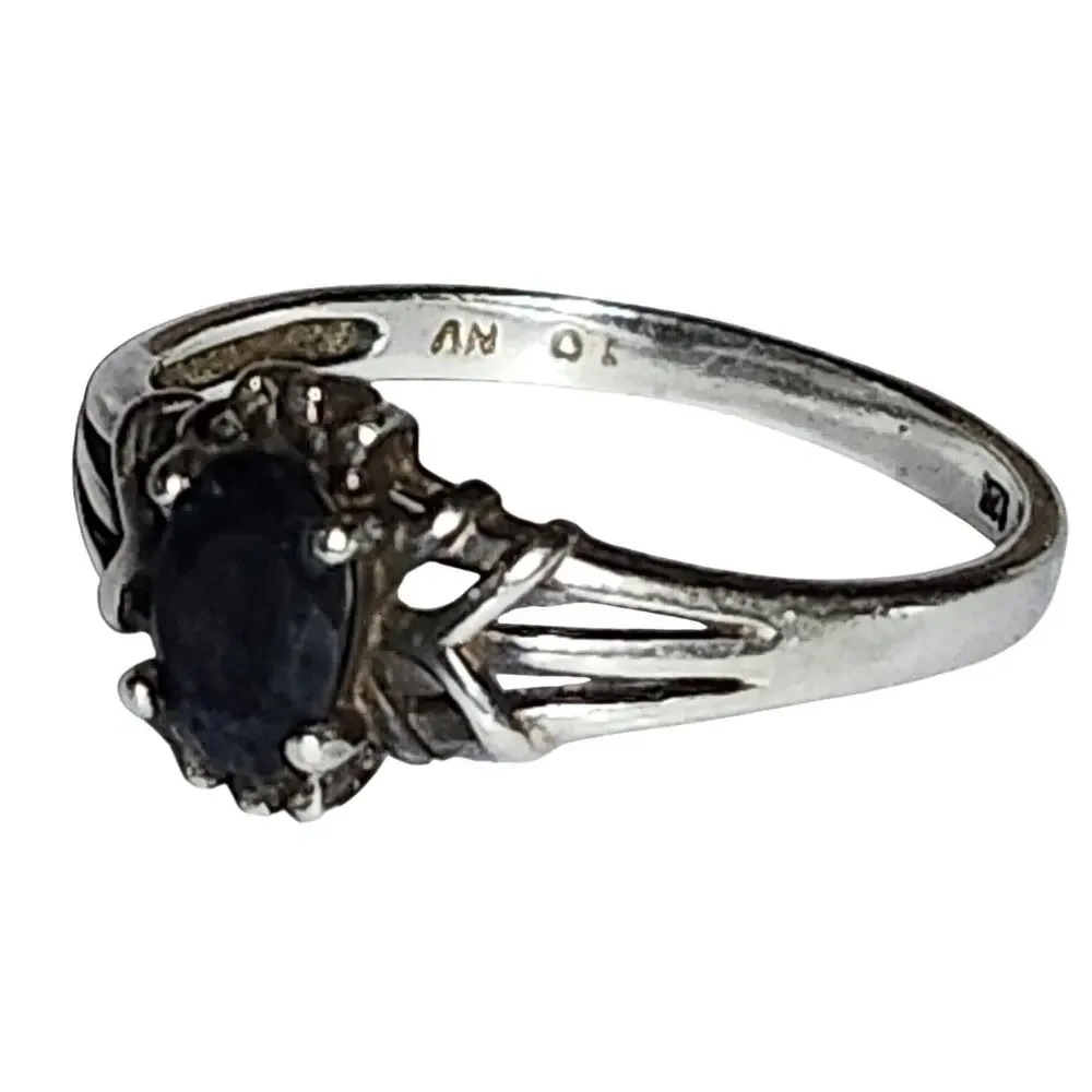 Vintage NVC Nataliya Collister Avon 925 Sterling Sapphire CZ Ring SZ 10.5ze 10.5